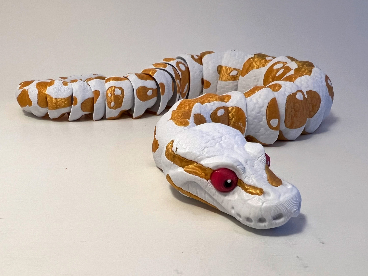 Albino Ball Python Snake Articulated 3D Printed Flexi