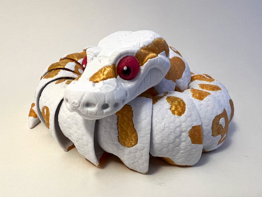 Albino Ball Python Snake Articulated 3D Printed Flexi