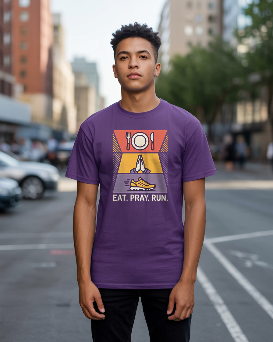 Christian Cross Country T-Shirt | Eat Pray Run Tee | Christian Athlete XC Gift, Faith Based Running Shirt, High School Team Spirit Wear