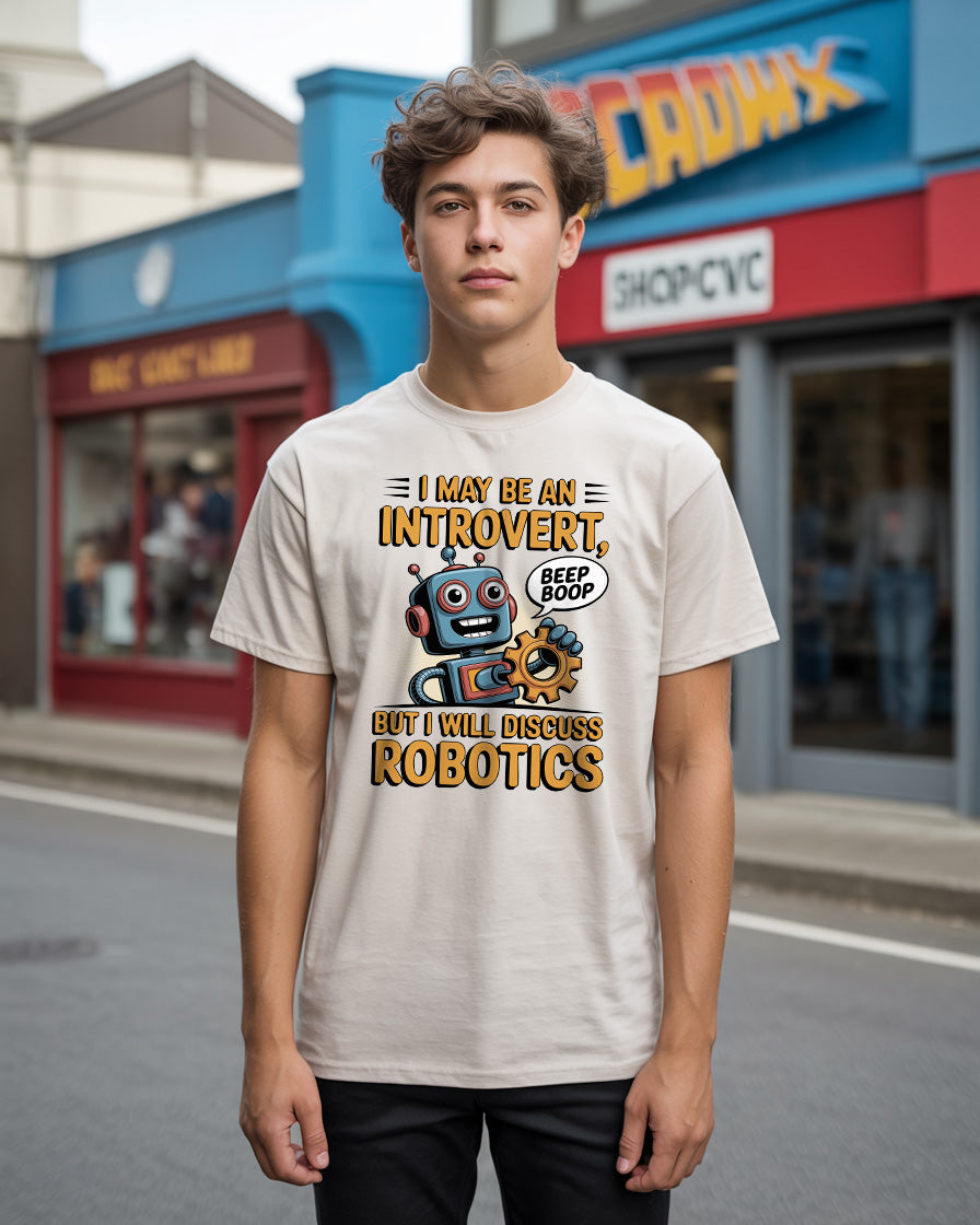 Introvert Will Discuss Robotics T-Shirt | Funny FRC Team Tee