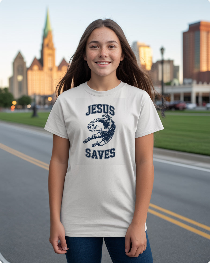 Jesus Saves Soccer T-Shirt | Funny Christian Soccer Tee