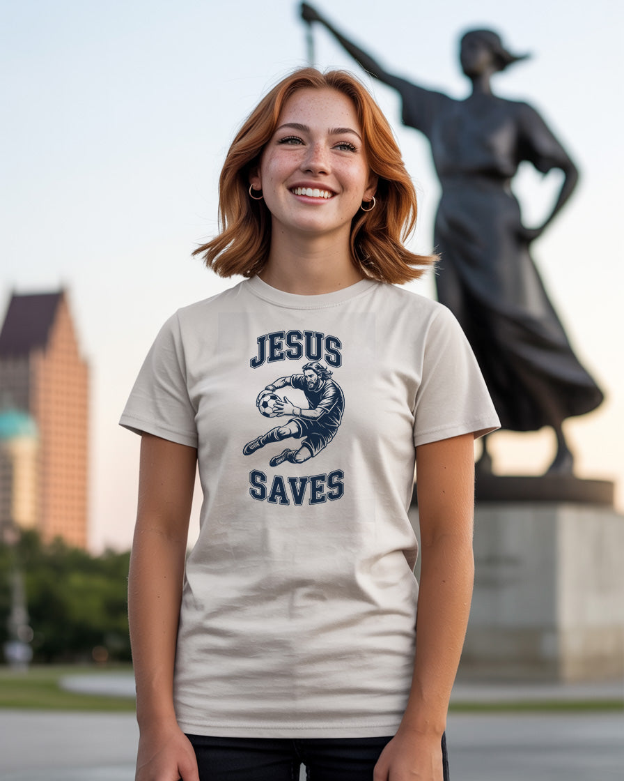 Jesus Saves Soccer T-Shirt | Funny Christian Soccer Tee