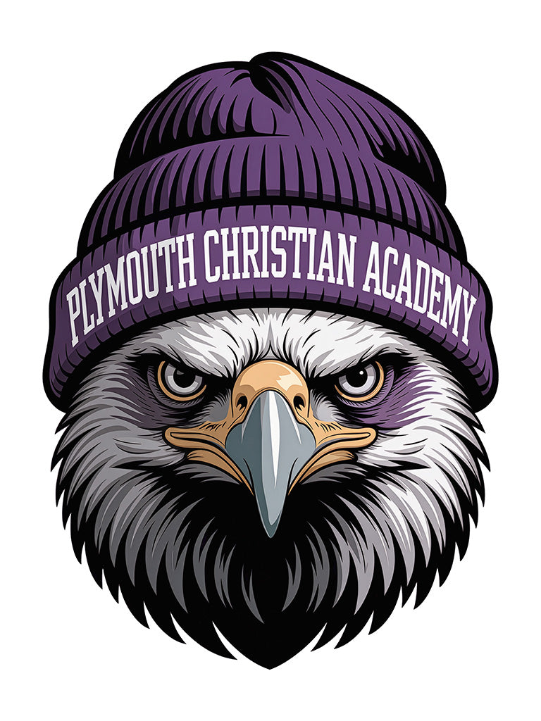 Plymouth Christian Academy Eagles Spirit T-Shirt - Urban Eagle wearing a Beanie Design