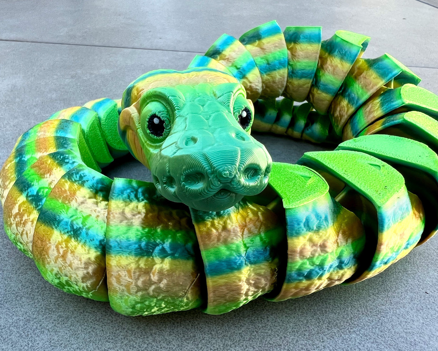 Ball Python Snake Articulated 3D Printed Flexi Fidget Creature