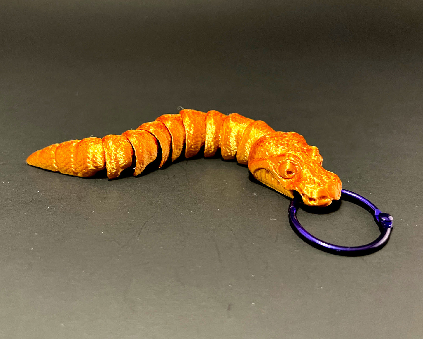 Key Chain Ball Python Snake Keychain Articulated 3D Printed Flexi