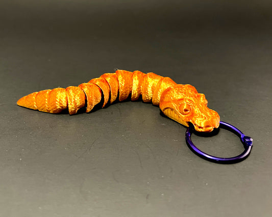 Key Chain Ball Python Snake Keychain Articulated 3D Printed Flexi Fidget Key Ring