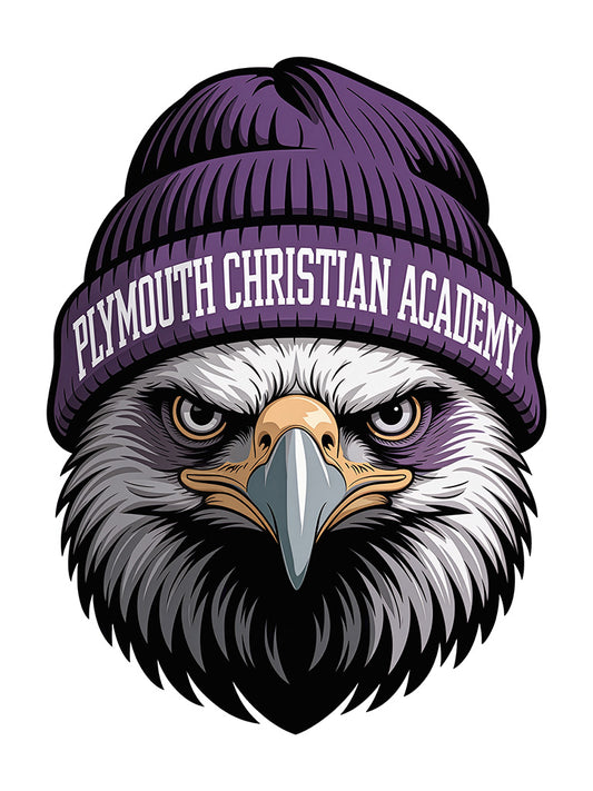 Plymouth Christian Academy Eagles Spirit T-Shirt - Urban Eagle wearing a Beanie Design
