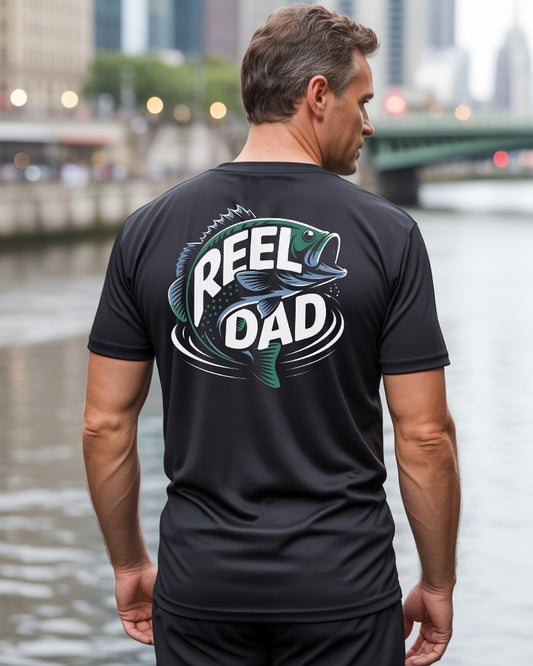 "Reel Dad" T-Shirt -Small Front / Large Back | Funny Graphic Tee for Fisherman Fathers (Copy)