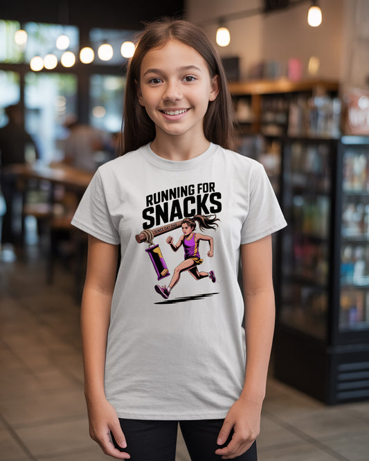 Running For Snacks T-Shirt | Funny Women's Running Tee, Graphic Workout Shirt, Gift for Runners