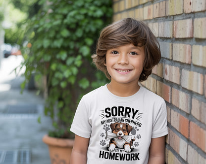 "Sorry My Australian Shepherd Ate My Homework" T-Shirt - Funny Dog Kids' Shirt