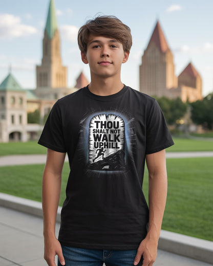 Thou Shalt Not Walk Uphill | Funny Running T-Shirt | Motivational XC Tee, Gift for Cross Country & Trail Runners